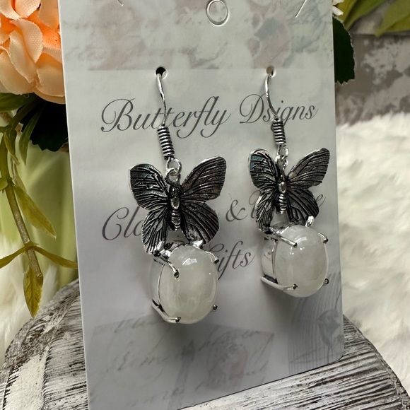 0117 Rainbow Moonstone Ethnic Handmade Earrings Silver Gemstone Jewelry - Picture 7 of 11